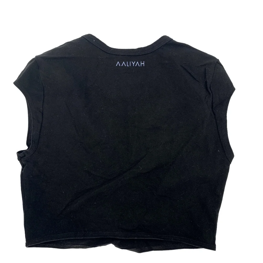 AALIYAH x REVOLVE Aaliyah Crop Top Size XXS / XS Black Classic Stretch NEW - Picture 6 of 6